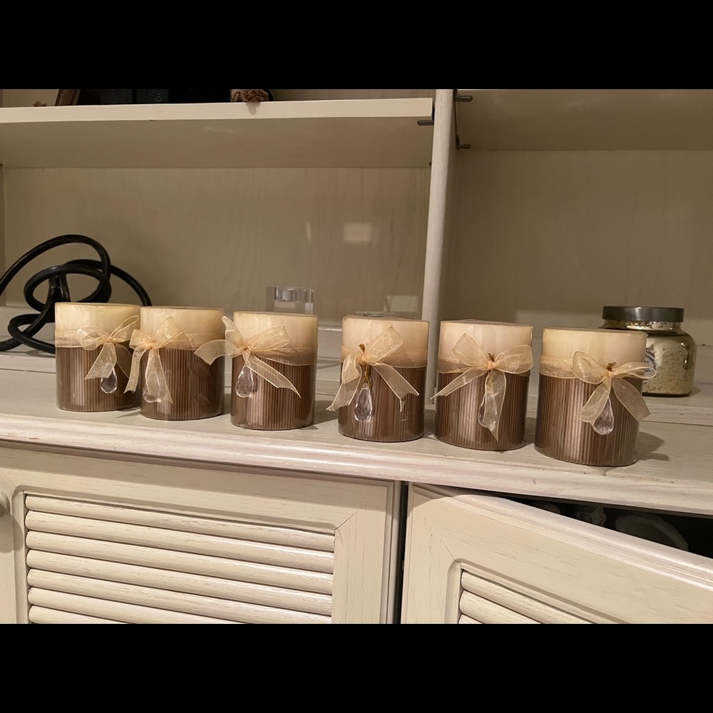 LOT OF 6. PIER 1 EMBELLISHED GLITTER SPICE CANDLES